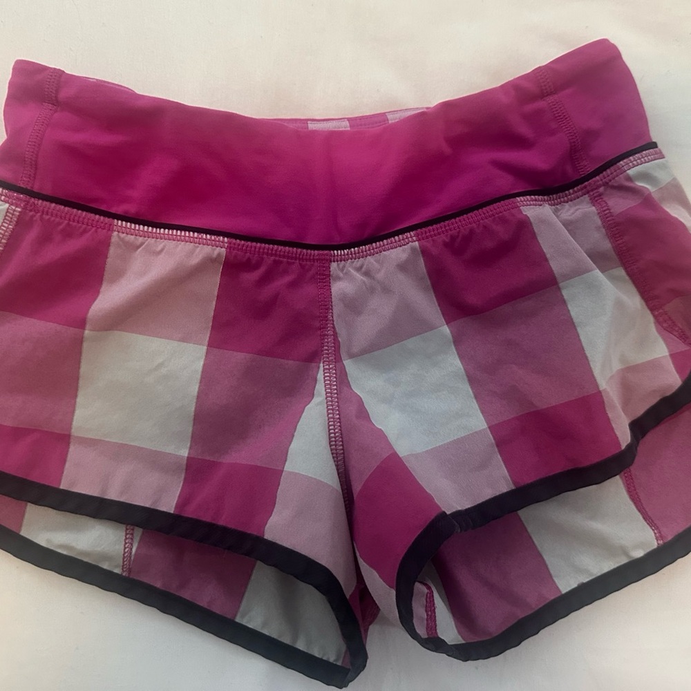 Lululemon Athletica Pink Plaid Athletic Shorts
